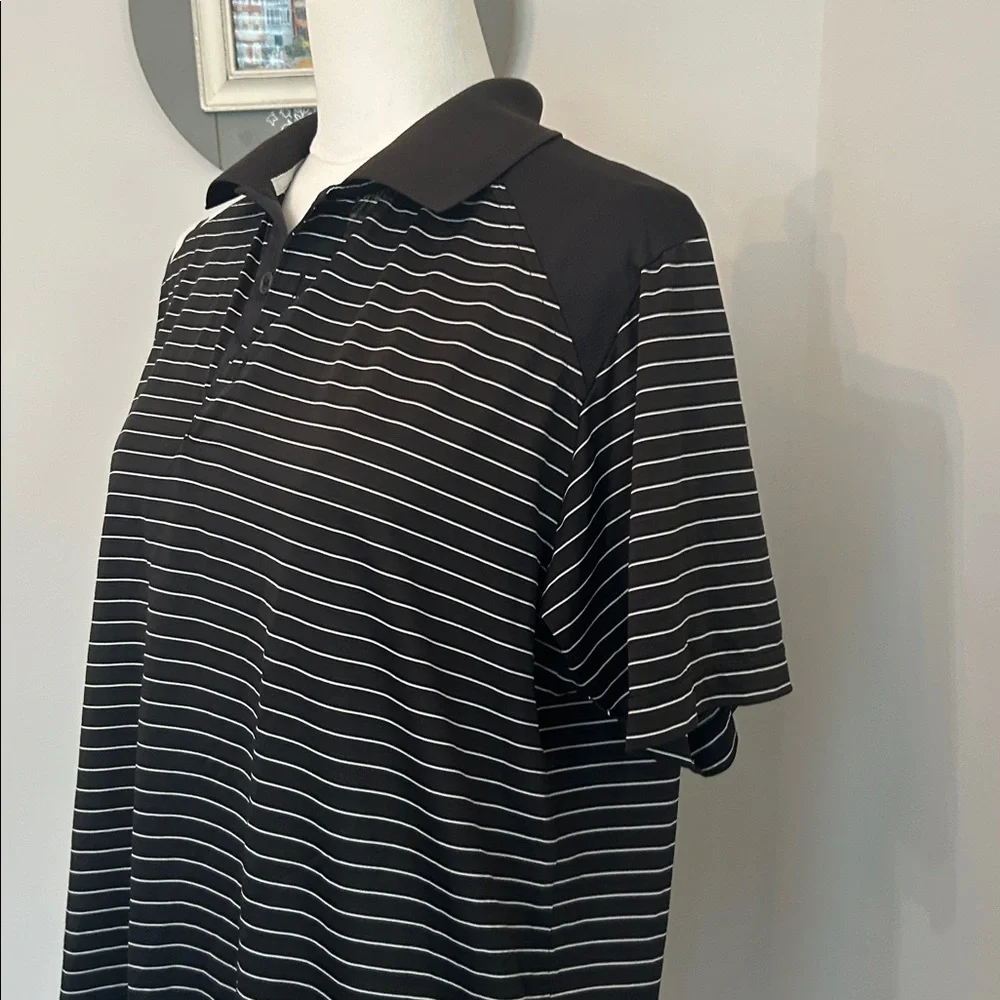 Adidas Clima Cool Golf Polo New Condition Shoulder Stripes Black and White